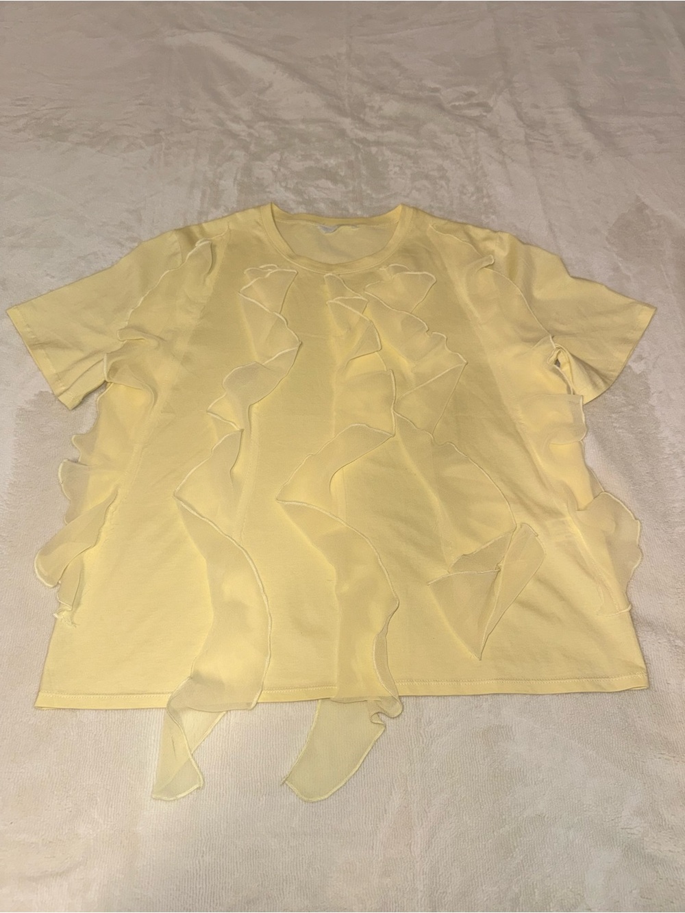 Zara Pale Yellow Short-Sleeve Ruffle Tee